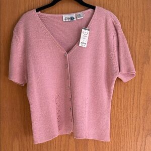 Vintage Pink Button-Up Knit Cardigan NWT